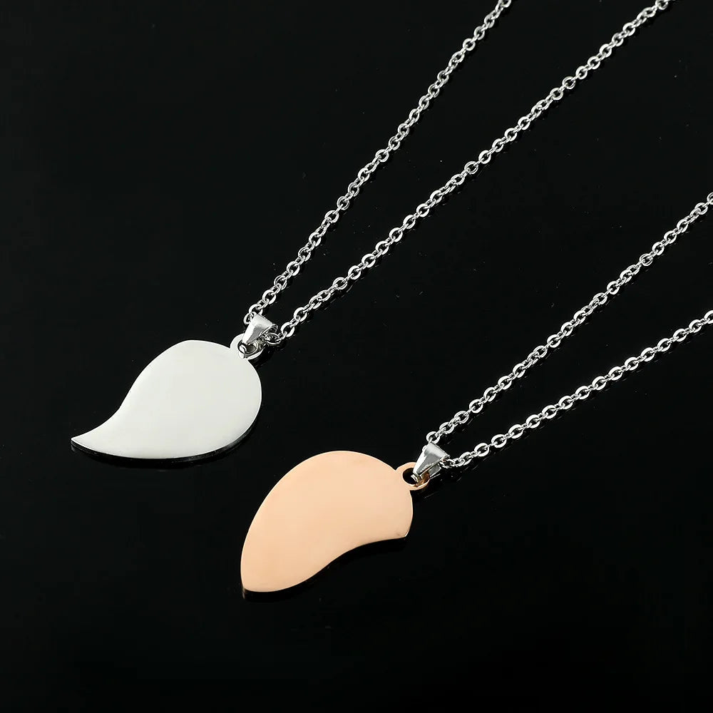 Pendentif Cœur Stitch et Angel en Acier Inoxydable
